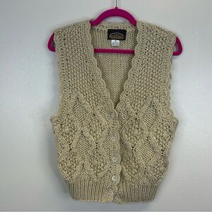 Peddlers Size S Vintage 70s Sweater Vest Cable Knit Button Up Cottagecore Granny